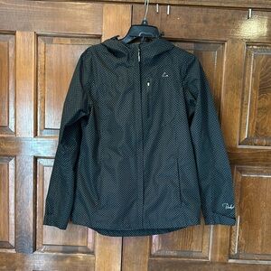 Women's Paradox Hooded Black Polka Dot Rain Jacket Waterproof Size Small Coat